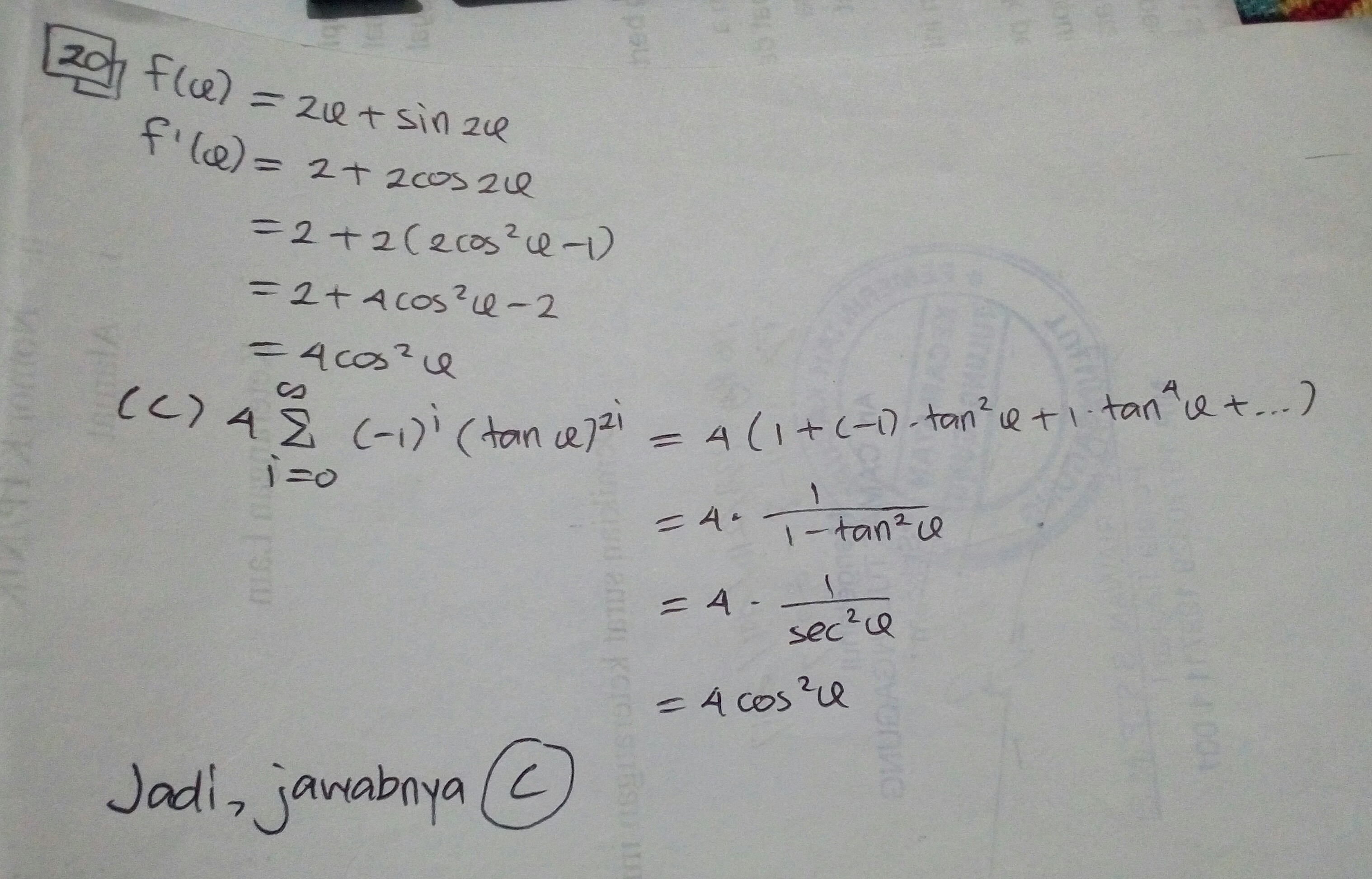 UM UGM 2015 Kode 632 Matematika IPA Bab Trigonometri Turunan dan Barisan Geometri – Site Title